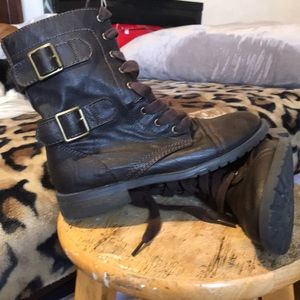 Brown lace up boots